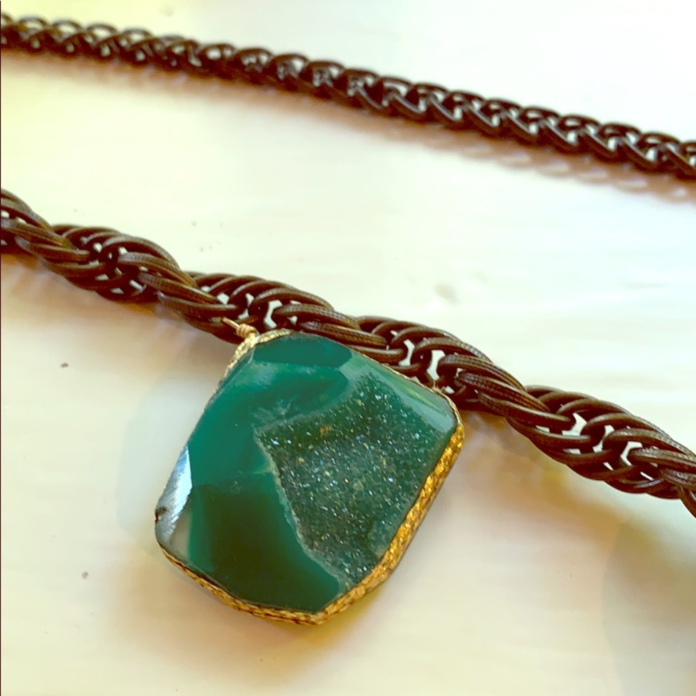 Green druzy necklace